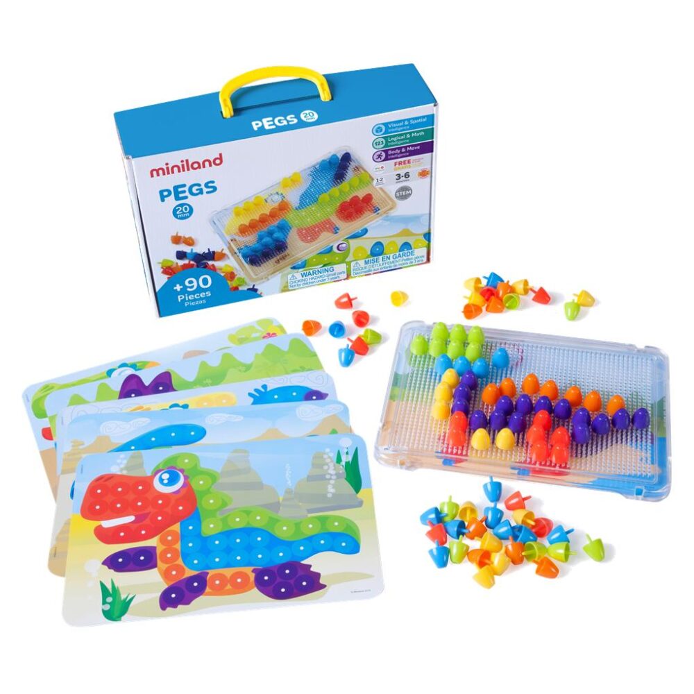 PEGS 20 MM.  (1 BANDEJA 31 X 21 CM.-90 PEGS-6 TARJETAS-20 MM.)
