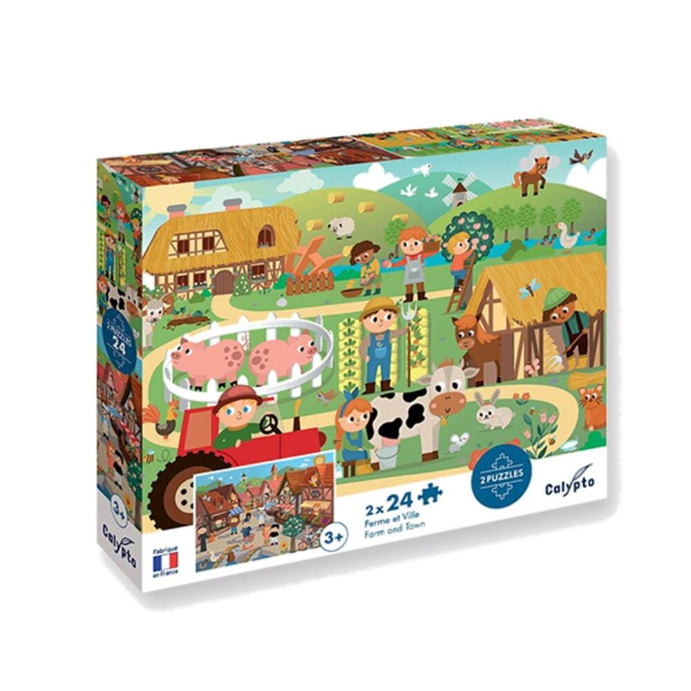 2 PUZZLES DE 24 PIEZAS - GRANJA Y PUEBLO