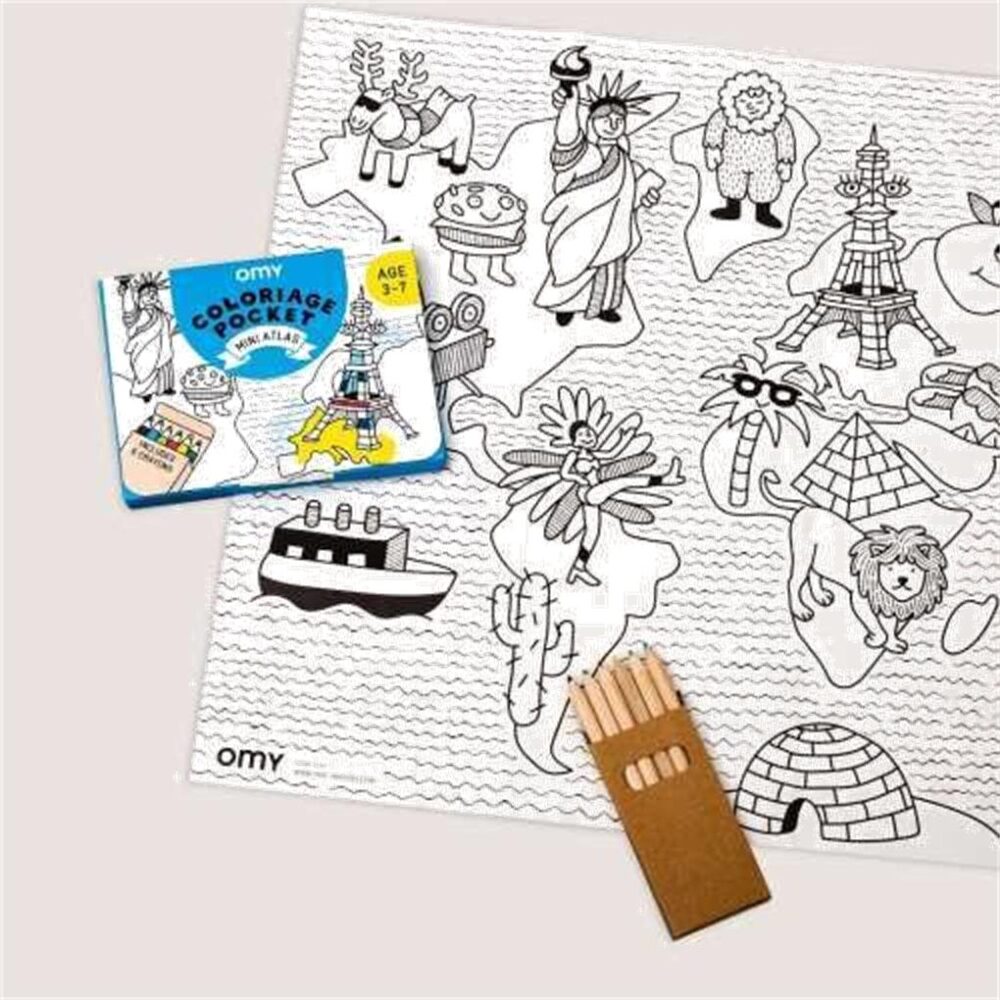 POCKET OMY ATLAS PARA COLOREAR + 6 LAPICES COLOR - Imagen 3