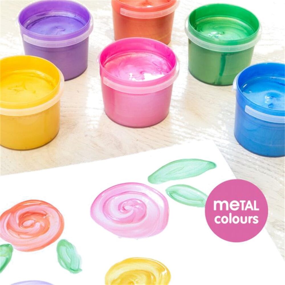 ESTUCHE 6 TARROS PINTURA DEDOS 100 ML. METAL - Imagen 4