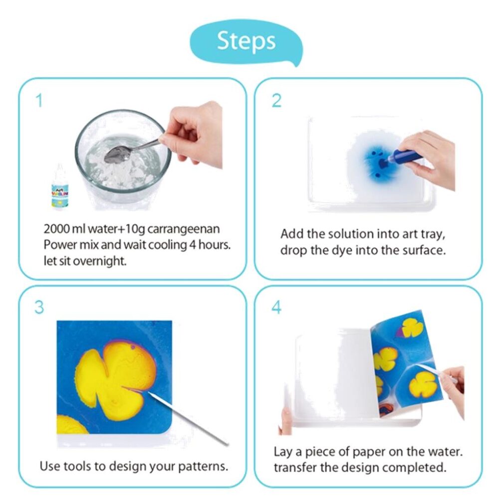KIT 6 PINTURAS SOBRE AGUA MARBLING - Imagen 3