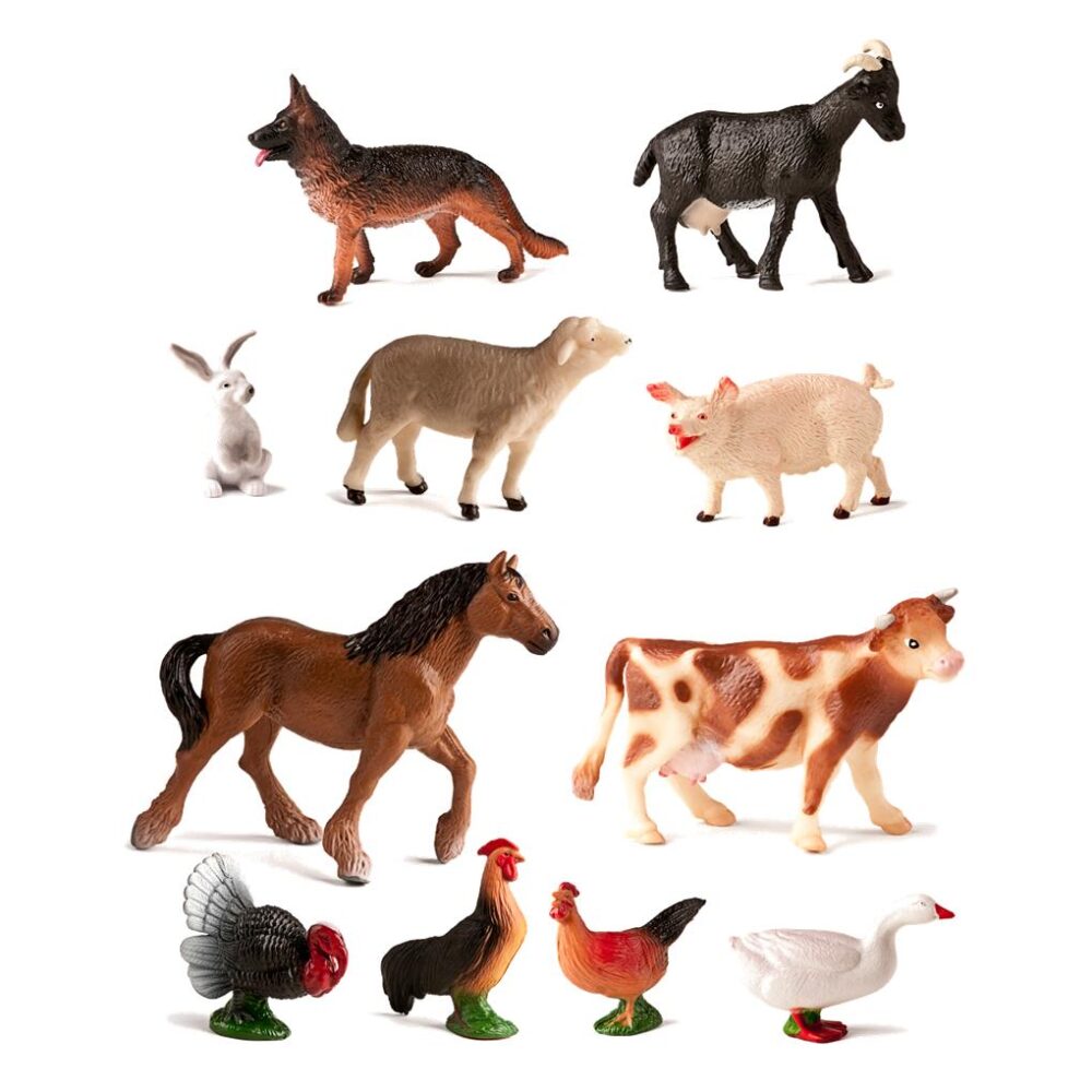 ANIMALES DE GRANJA 11 FIGURAS  (1 GUIA DIDACTICA - BOTE CON ASA)