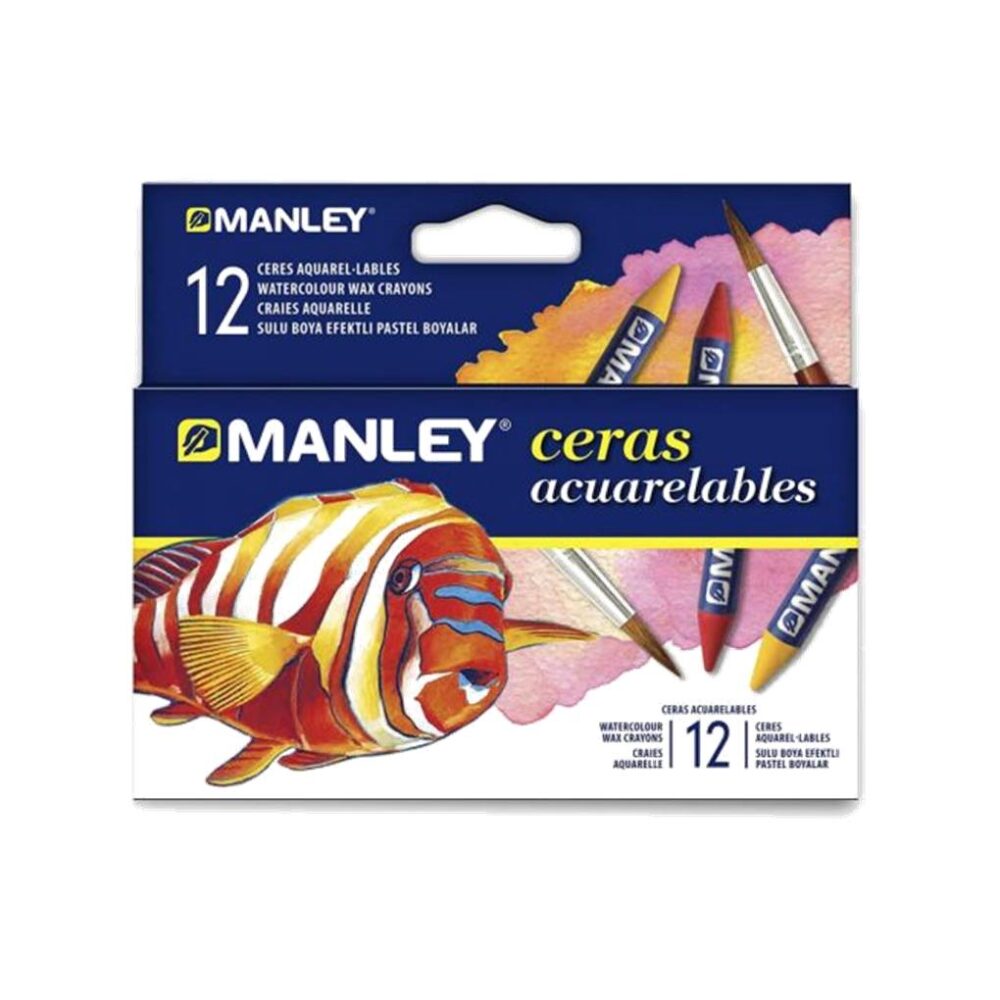 ESTUCHE 12 CERAS ACUARELABLES MANLEY, COLORES SURTIDOS REF.412