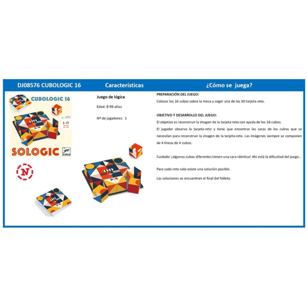JUEGO DE LOGICA CUBOLOGIC 16 - Imagen 4