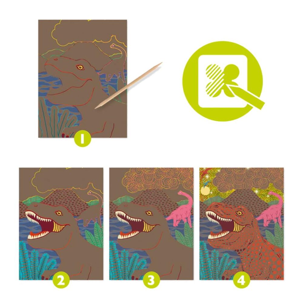 CUADROS PARA RASCAR EL REINO DE LOS DINOSAURIOS - Imagen 4