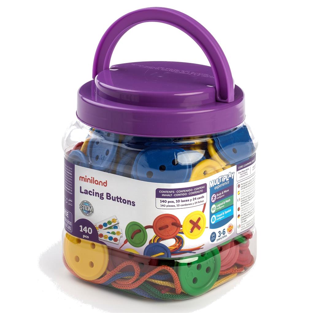 BOTONES ENSARTABLES (140 PCS.-10 CORDONES - 24 FICHAS - BOTE)