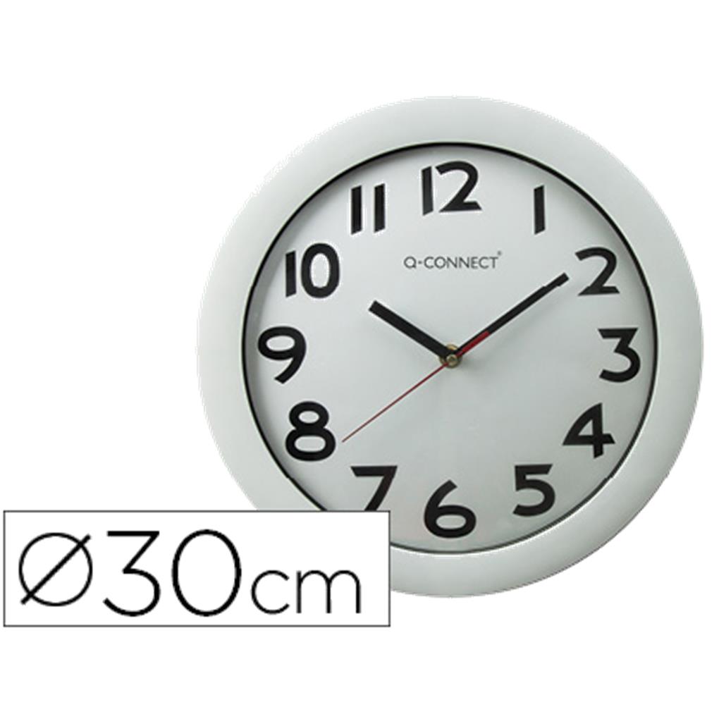 RELOJ Q-CONNECT DE PARED PLASTICO OFICINA REDONDO 30 CM MARCO BLANCO