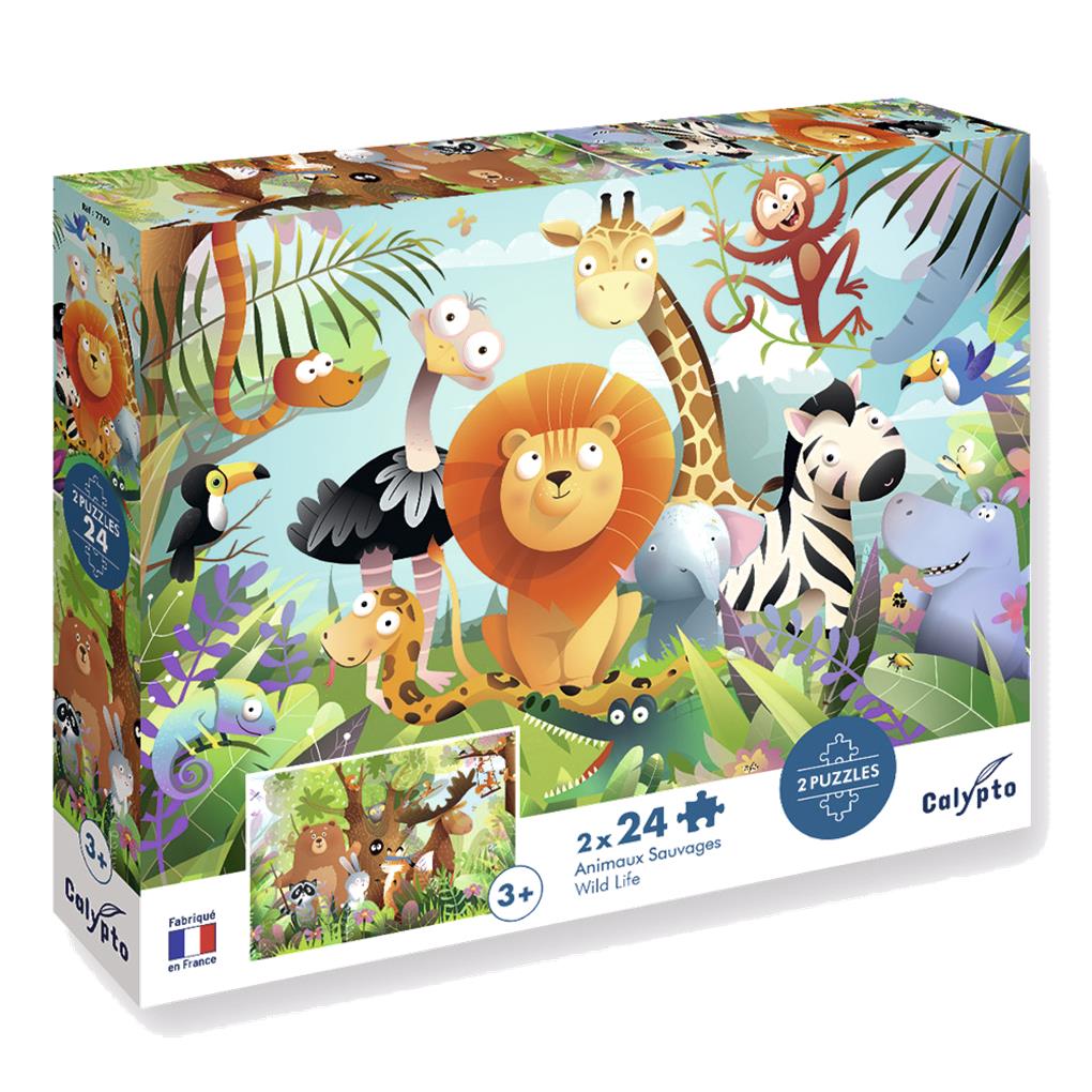 PUZZLE ANIMALES SALVAJES - 2 X 24 PIEZAS