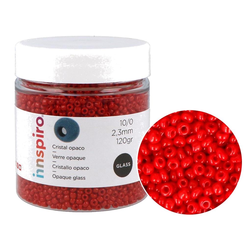 CUENTAS DE VIDRIO OPACO REDONDAS 2,3 MM 120 GR - ROJO