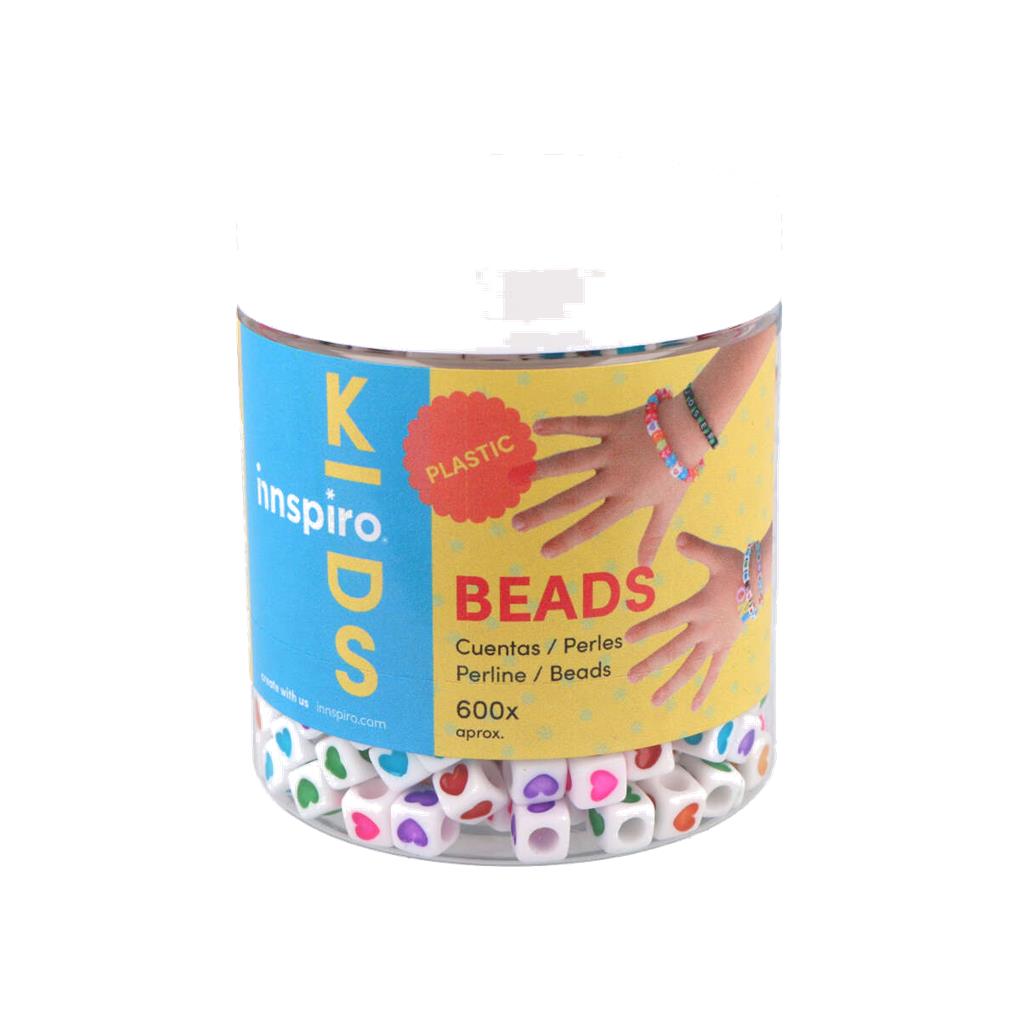 CUENTAS DE PLASTICO CUBO CORAZON MULTICOLOR 7MM. 600 UDS, APROX. - Imagen 2