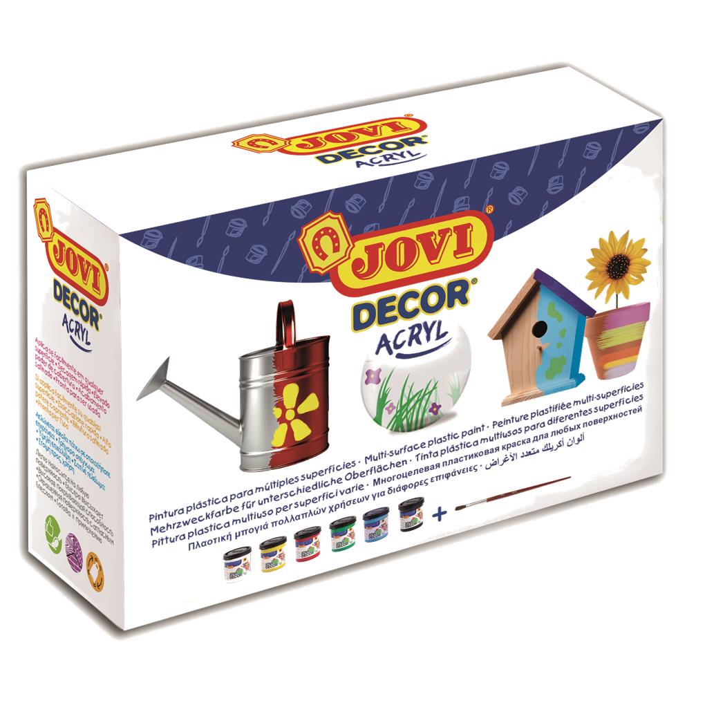 JOVIDECOR ACRYL CAJA 6 BOTES 55 ML PINTURA MULTISUPERFICIE COLORES SURTIDOS