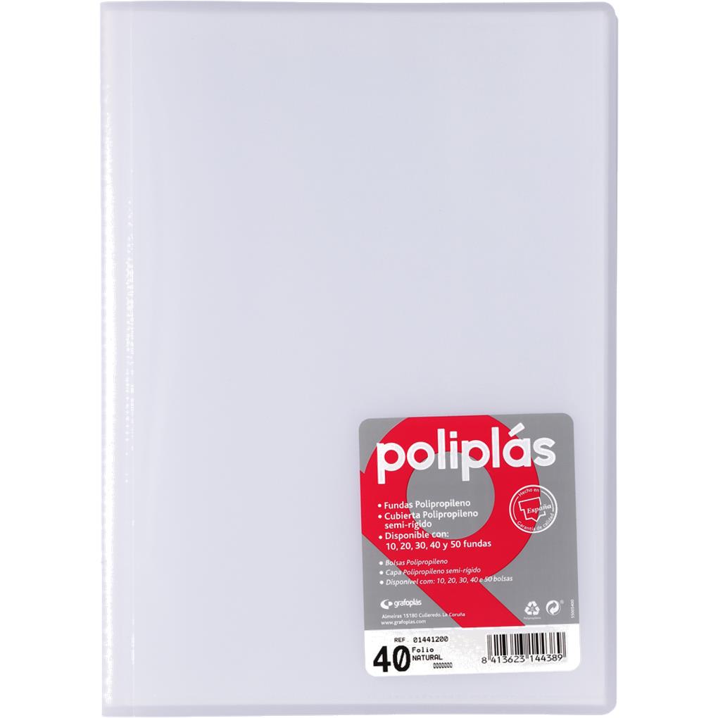 CARPETA POLIPLAS TRANSLUCIDA 40 FUNDAS FOLIO TRASLUCIDA TRADICIONAL