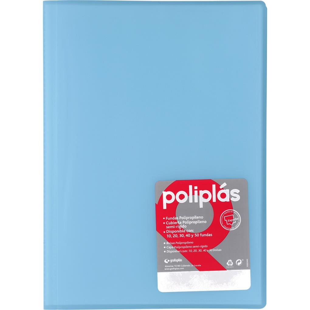 CARPETA POLIPLAS TRANSLUCIDA 40 FUNDAS FOLIO AZUL SOFT