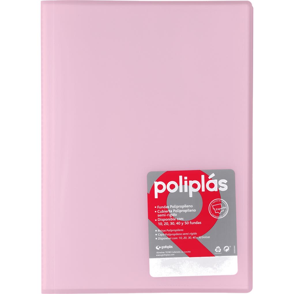 CARPETA POLIPLAS TRANSLUCIDA 40 FUNDAS FOLIO ROSA SOFT