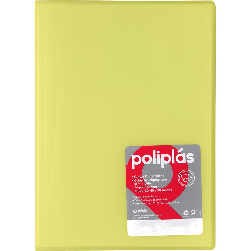 CARPETA POLIPLAS TRANSLUCIDA 40 FUNDAS FOLIO AMARILLO SOFT