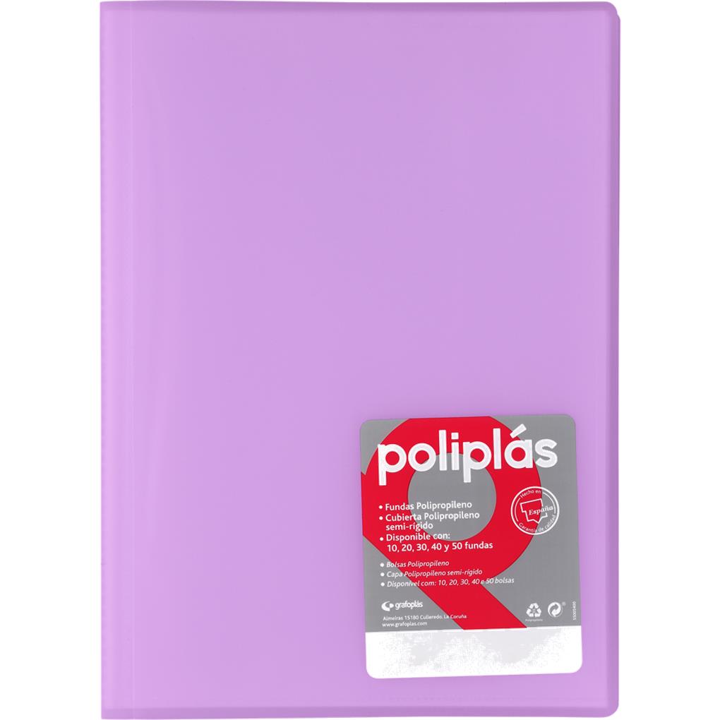 CARPETA POLIPLAS TRANSLUCIDA 40 FUNDAS FOLIO LAVANDA SOFT