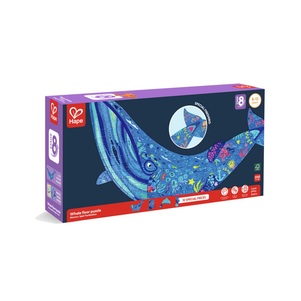 PUZZLE DE SUELO BRILLANTE DE BALLENA 200 PIEZAS