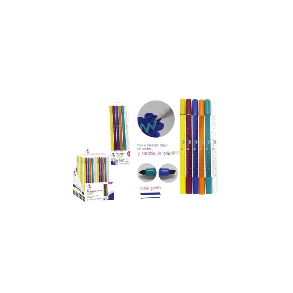 ROTULADORES MAGICOS DOBLE PUNTA 6 COLORES SURTIDOS