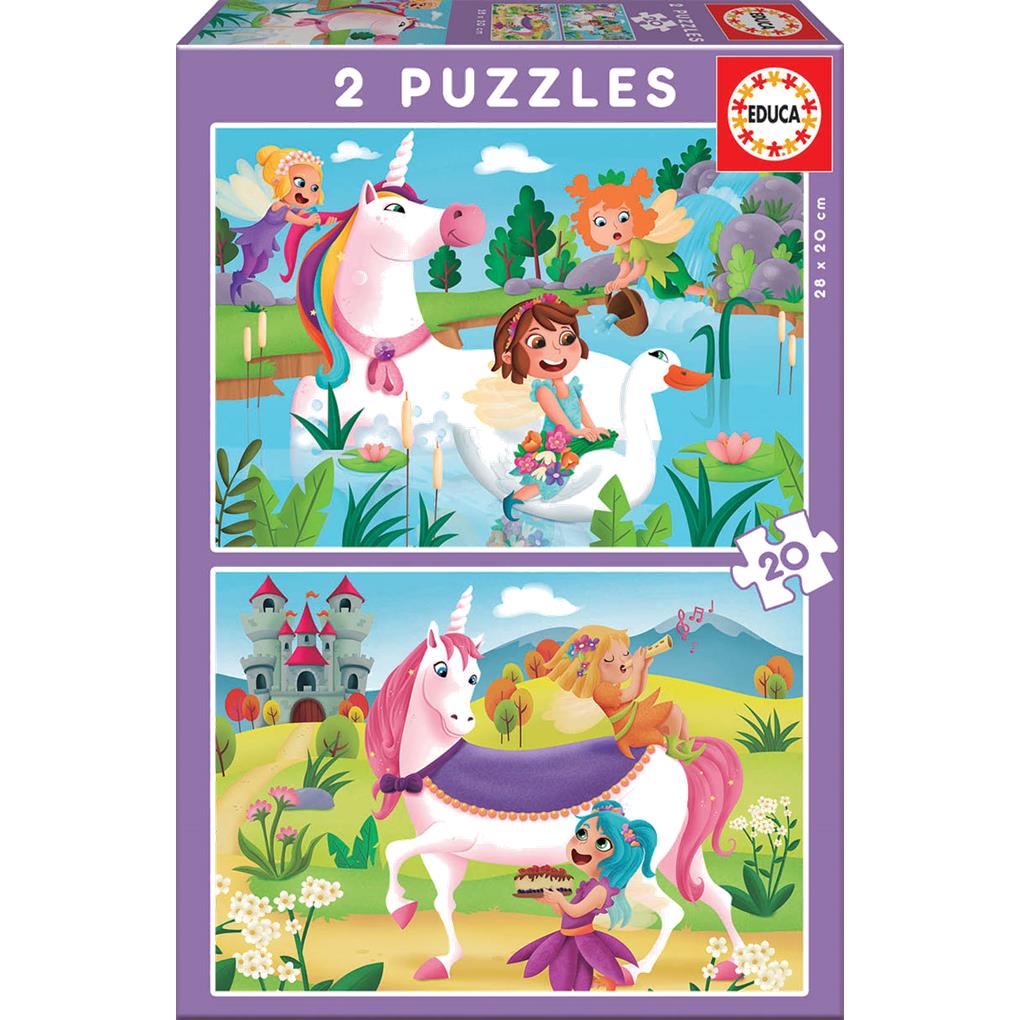 PUZZLE BASICO UNICORNIOS Y HADAS 2 X 20