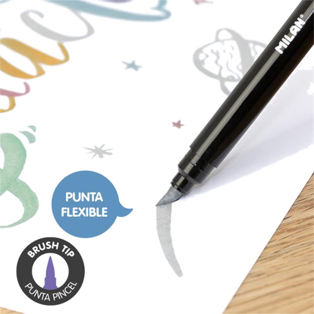 CAJA 6 ROTULADORES PUNTA PINCEL METAL - Imagen 4