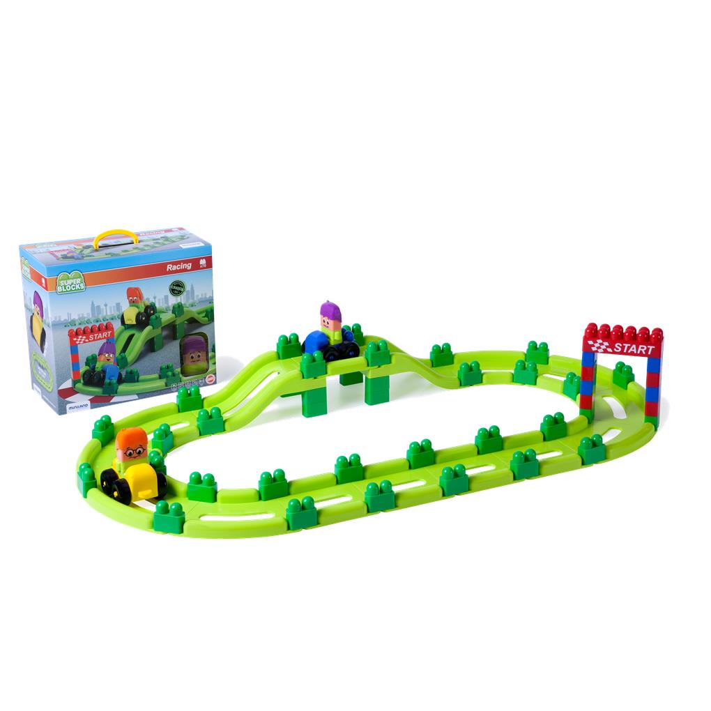 SUPER BLOCKS. RACING (62 PCS.- 2 PERSONAJES - 2 VEHICULOS - 1 FOLLETO)