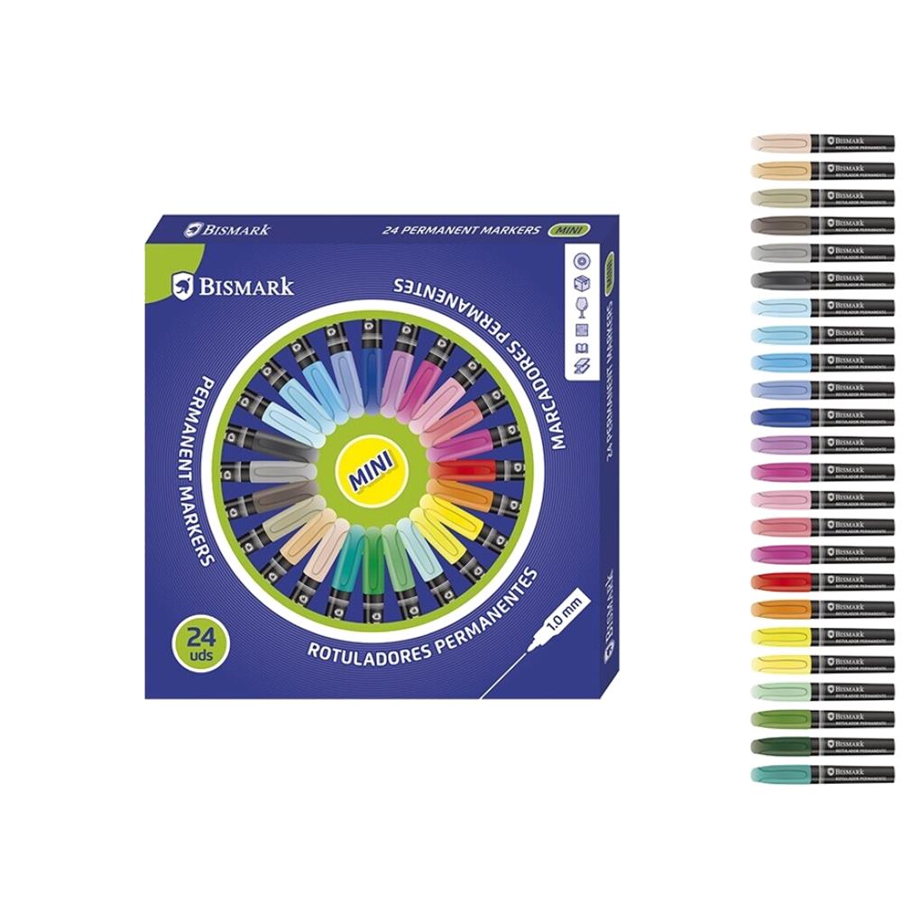 MINI ROTULADORES PERMANENTES PACK 24 COLORES SURTIDOS