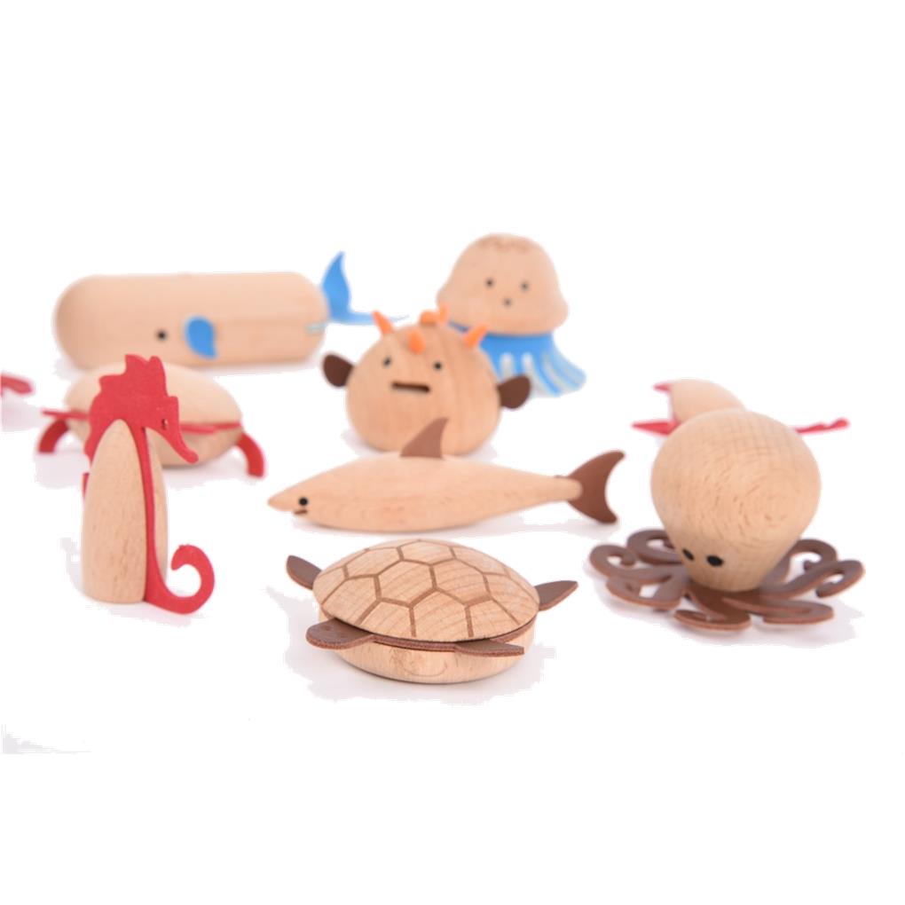 ANIMALES MARINO MADERA 10 PIEZAS DJECO - Imagen 2