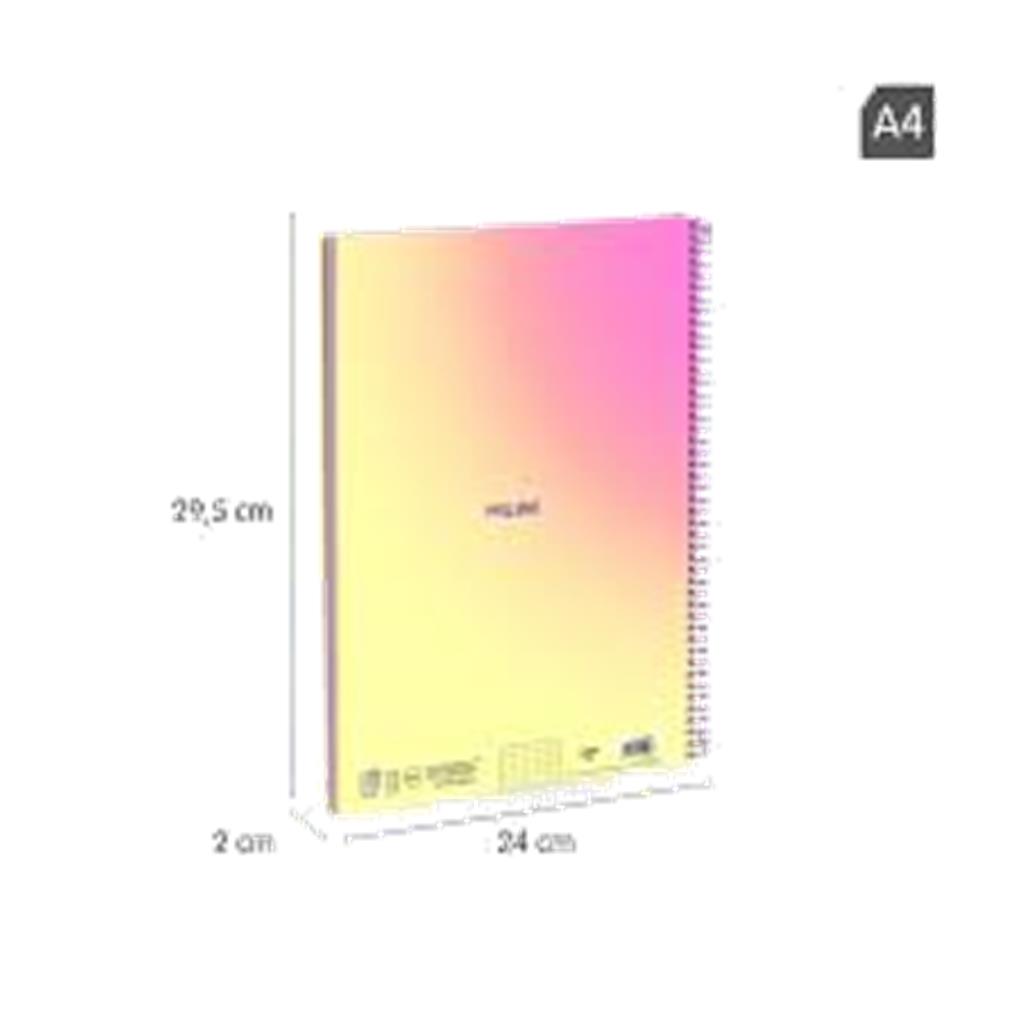 CUADERNO A4 CON ESPIRAL Y TAPA DURA PAPEL CUADRICULADO 90 HOJAS 95 GR COLECCION SUSNSET AMARILLO - Imagen 2