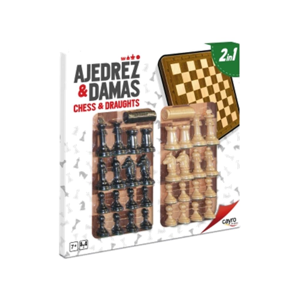 TAB. AJEDREZ-DAMAS MADERA CON ACC. 40X40 CM. CAYRO