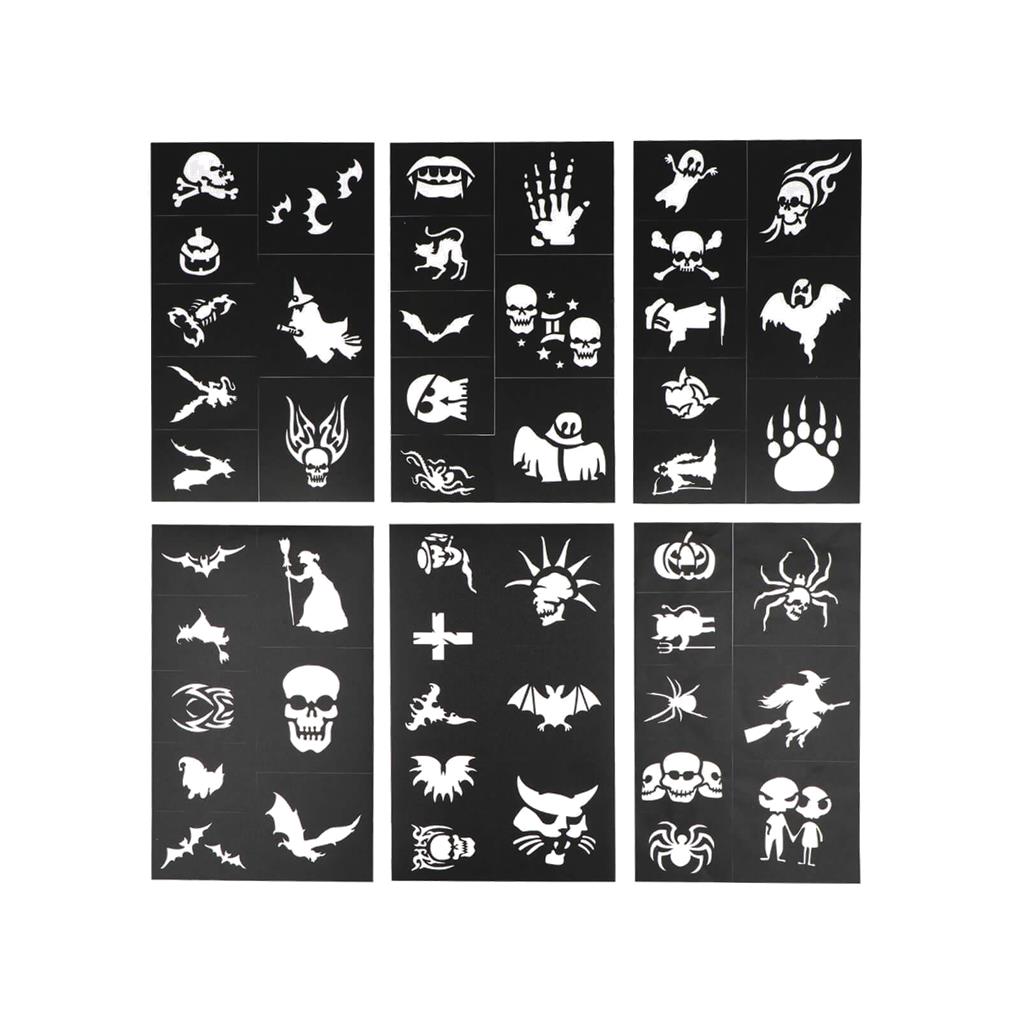 KIT DE 6 PLANTILLAS HALLOWEEN PARA PINTURA FACIAL Y CORPORAL - Imagen 2