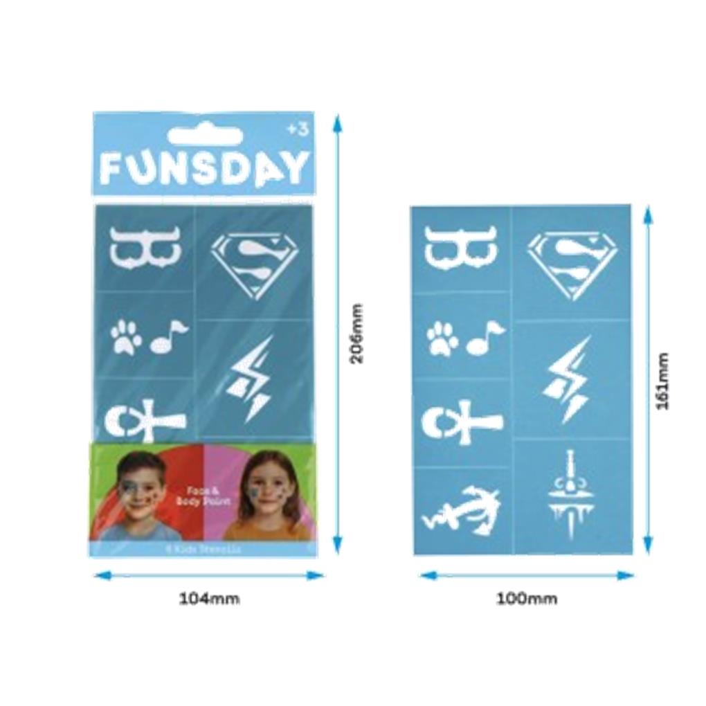 KIT DE 6 PLANTILLAS INFANTIL PARA PINTURA FACIAL Y CORPORAL