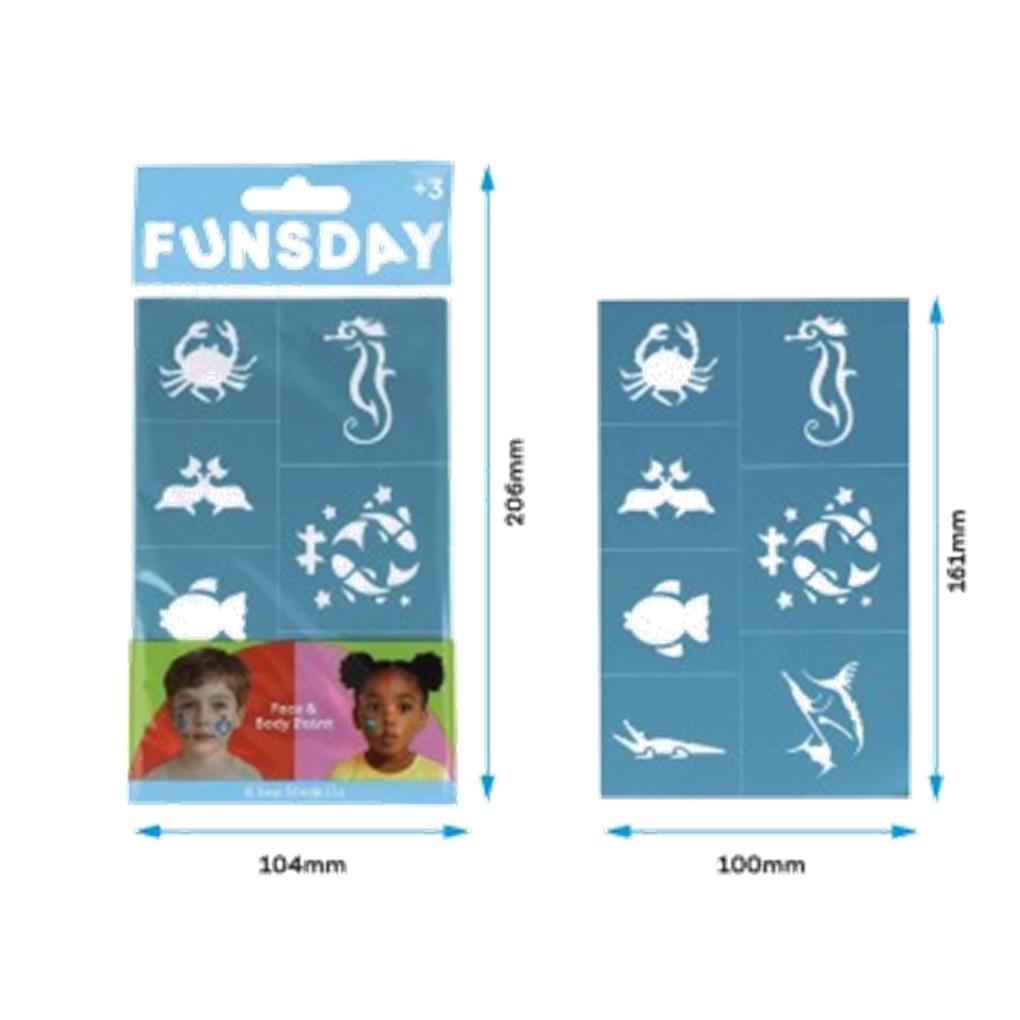 KIT DE 6 PLANTILLAS MARITIMO PARA PINTURA FACIAL Y CORPORAL