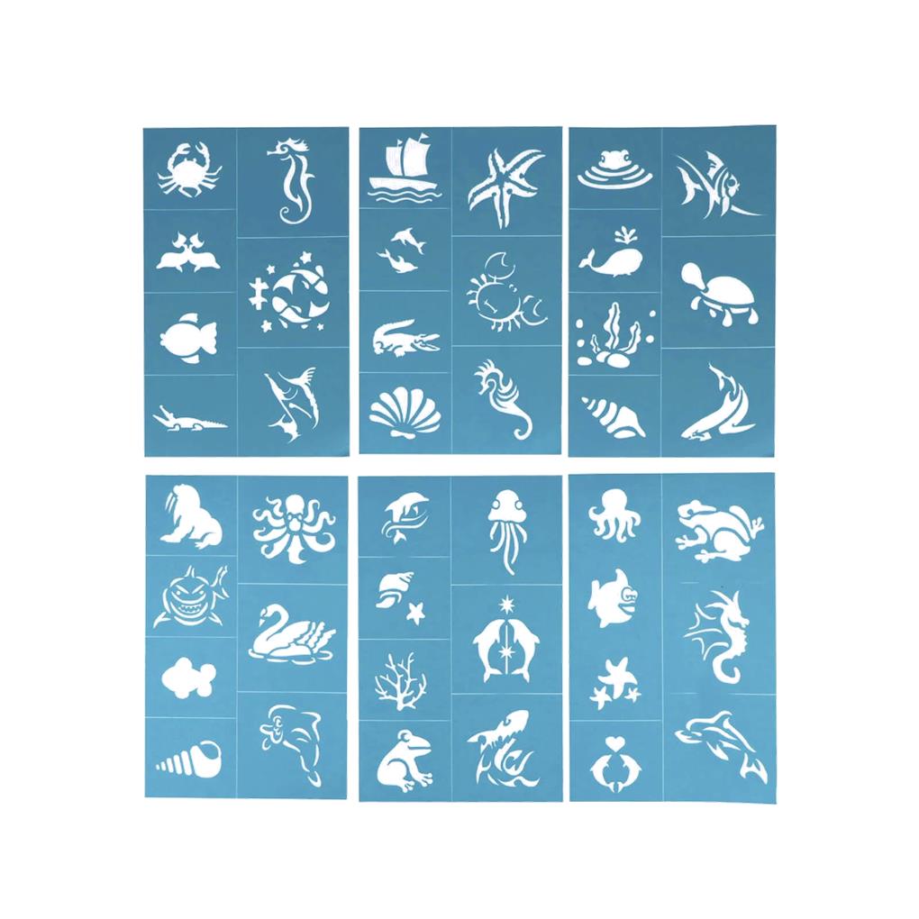 KIT DE 6 PLANTILLAS MARITIMO PARA PINTURA FACIAL Y CORPORAL - Imagen 4