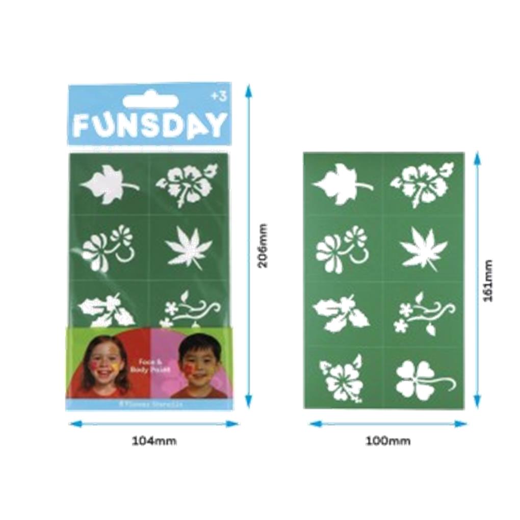 KIT DE 6 PLANTILLAS FLORES PARA PINTURA FACIAL Y CORPORAL