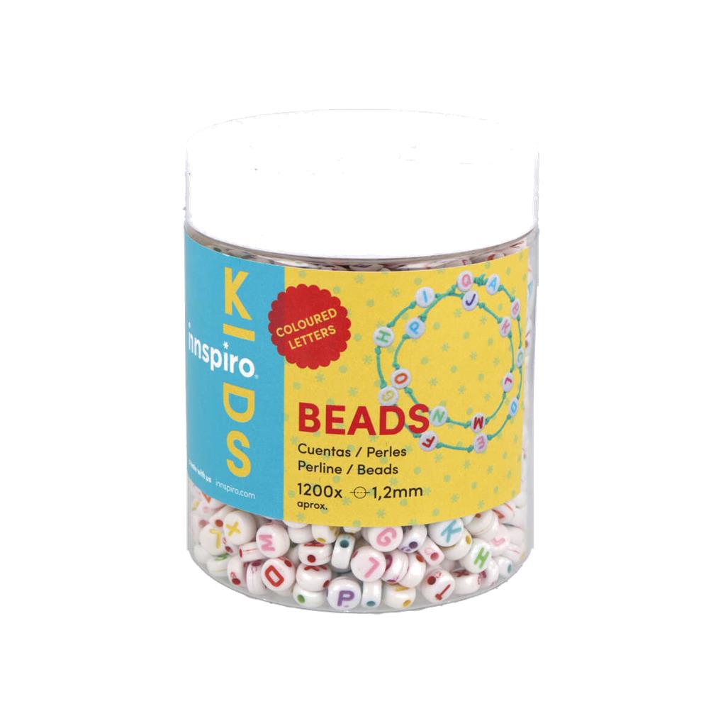 CUENTAS DE PLASTICO BOTE REDONDAS LETRAS BLANCO COLORES SURTIDOS 7MM 1200 UDS - Imagen 2