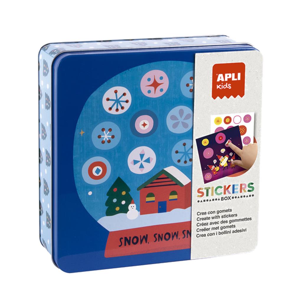 CAJA METALICA JUEGO DE GOMETS NAVIDAD APLI
