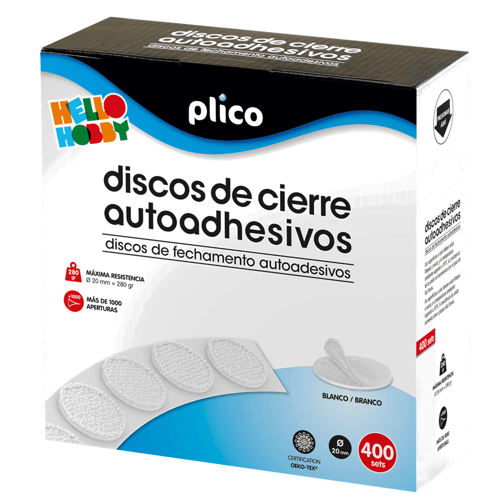 DISCOS DE VELCRO PARA CIERRE AUTO ADHESIVO 20 MM/400 UD - BLANCO
