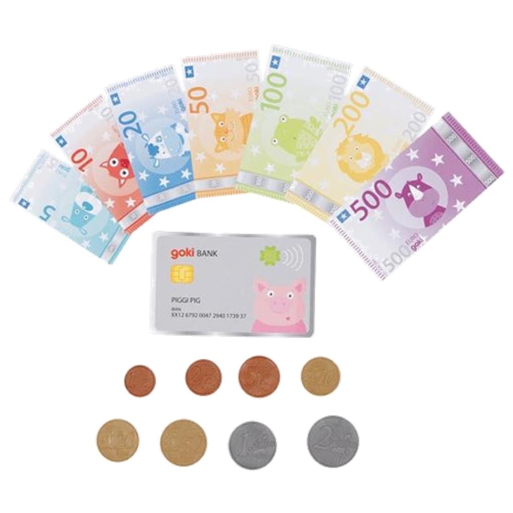 BILLETES, MONEDAS Y TARJETA BANCARIA GOKI