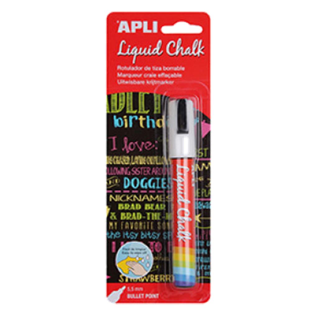 ROTULADOR DE TIZA LIQUIDA PUNTA REDONDA 5,5 MM COLOR BLANCO APLI