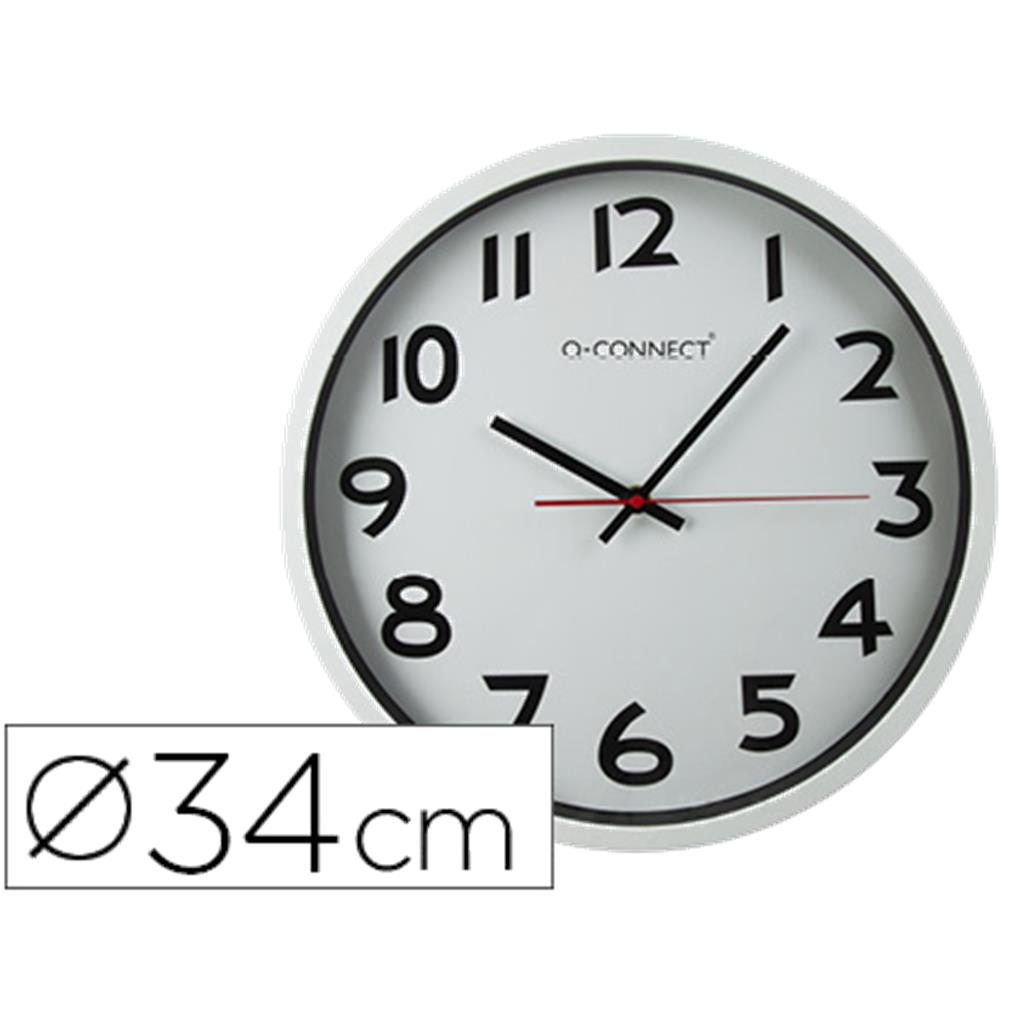 RELOJ Q-CONNECT DE PARED PLASTICO OFICINA REDONDO 35 CM MARCO CROMADO