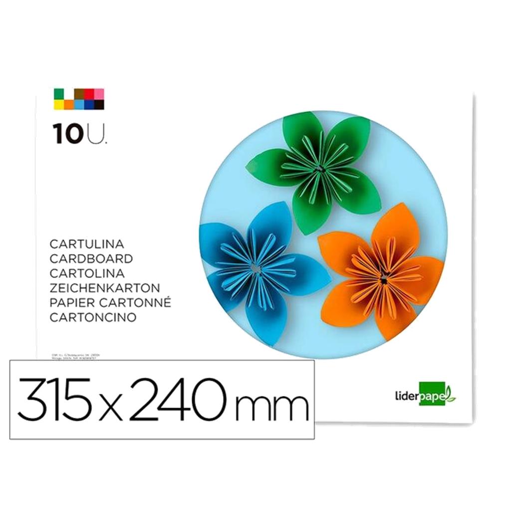 BLOC TRABAJOS MANUALES LIDERPAPEL CARTULINA 240X315MM 10 HOJAS COLORES SURTIDOS