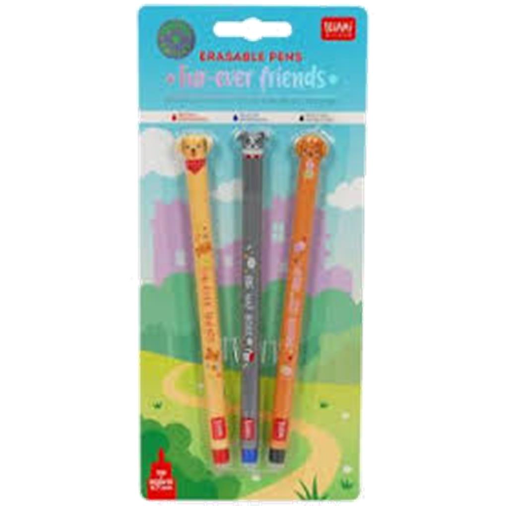 SET 3 BOLIGRAFOS DE GEL BORRABLES GOLDEN + BULLDOG + POODLE LEGAMI
