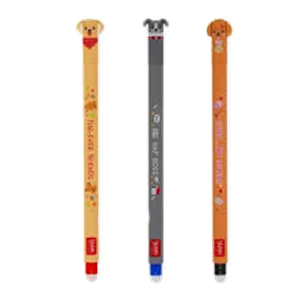 SET 3 BOLIGRAFOS DE GEL BORRABLES GOLDEN + BULLDOG + POODLE LEGAMI - Imagen 2