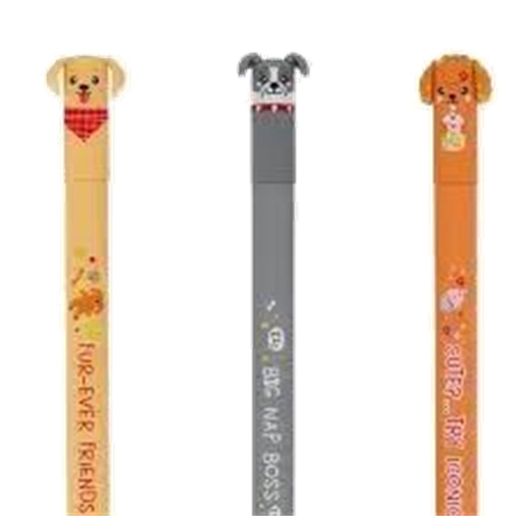 SET 3 BOLIGRAFOS DE GEL BORRABLES GOLDEN + BULLDOG + POODLE LEGAMI - Imagen 3
