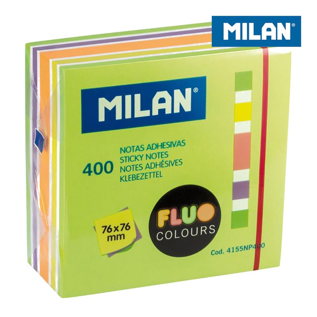 CUBO 400 NOTAS ADHESIVAS 76X76 COLORES SURTIDOS FLUORESCENTES