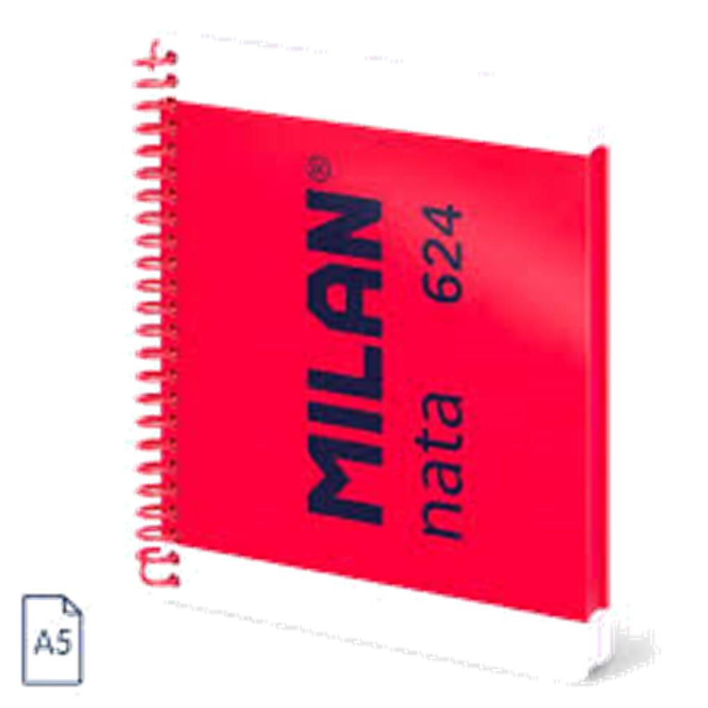 CUADERNO A5 ROSA 80 HOJAS ESPIRAL CUADRICULA 5X5 COLECCION NATA