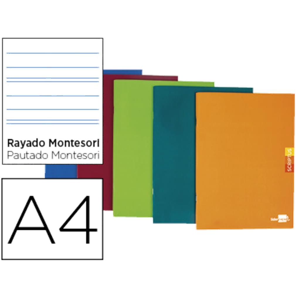 LIBRETA LIDERPAPEL SCRIPTUS A4 48 HOJAS 90G/M2 RAYADO MONTESSORI 3,5MM CON MARGE