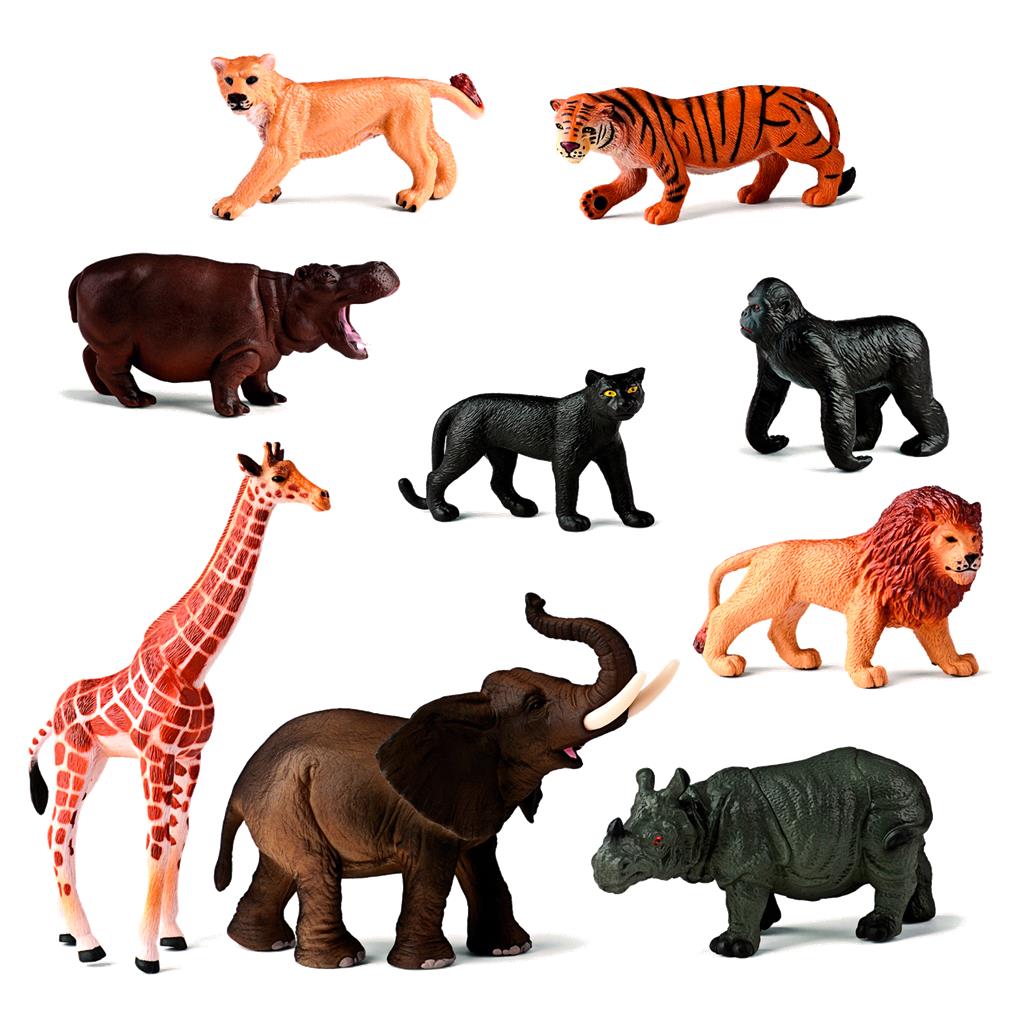 ANIMALES SELVA 9 FIGURAS (BOTE CON ASA)