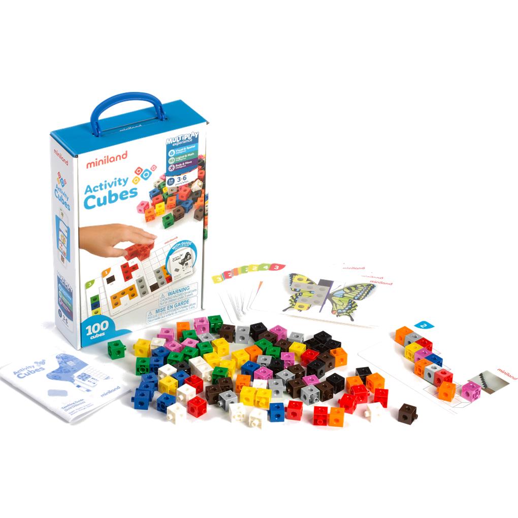 ACTIVITY CUBES 100 PCS. (100 CUBOS 2X2 CM.-20 FICHAS ACTIVID.-1 GUIA DIDAC.)