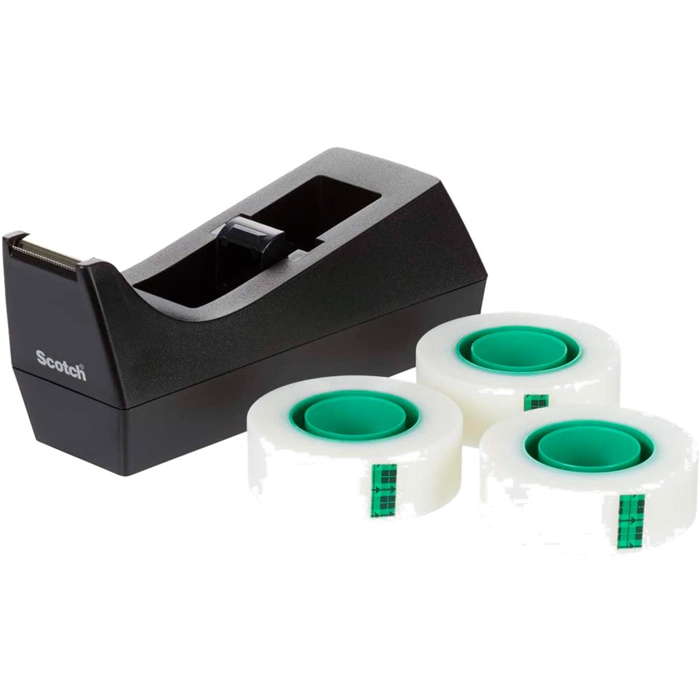 PORTARROLLO SOBREMESA SCOTCH C38 INCLUYE 3 ROLLOS DE CINTA SCOTCH MAGIC 33 MT X